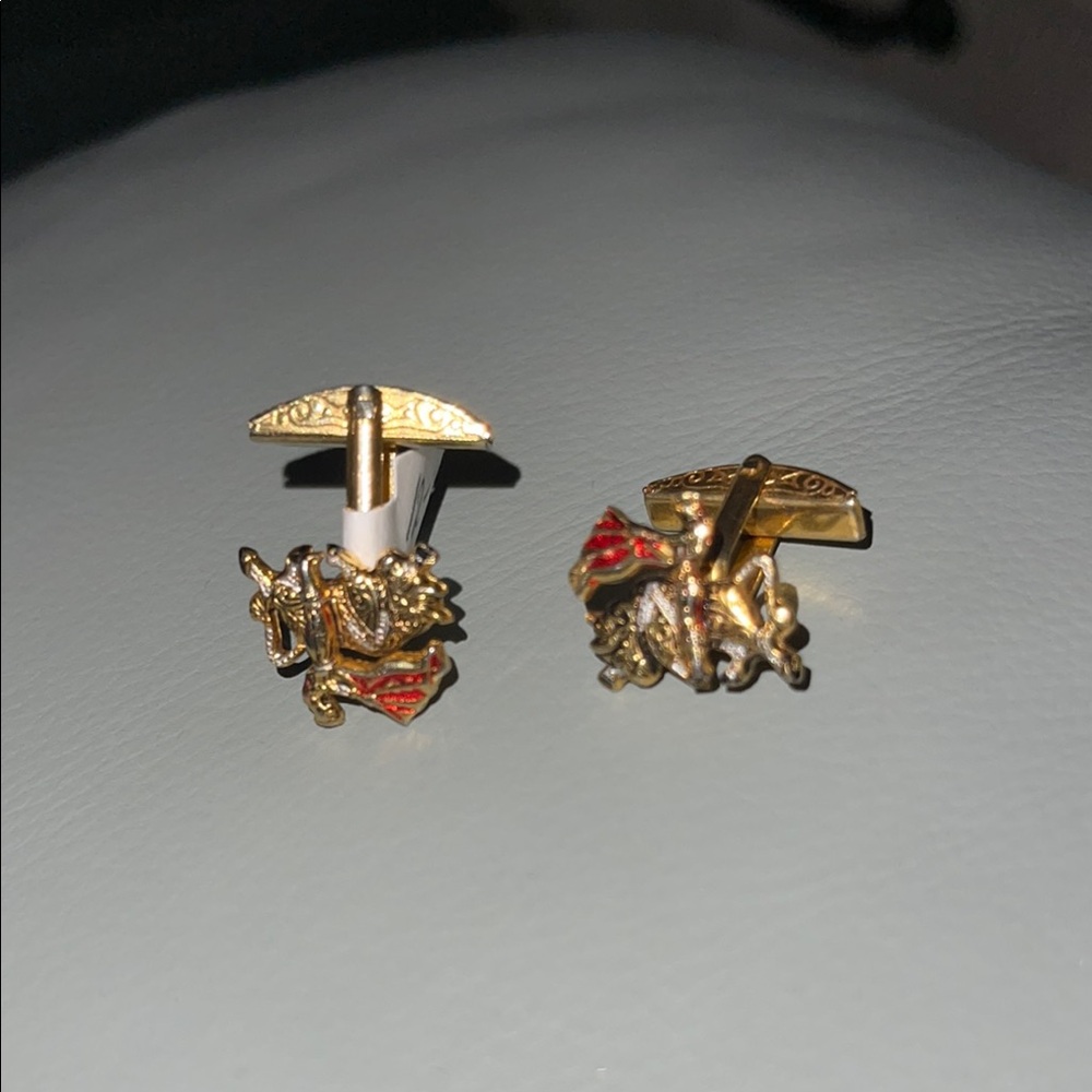 Gold and Red Toledo Spain Cufflinks